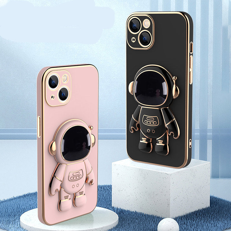 Funda de teléfono 3D de astronauta con soporte y electrochapado, a prueba de caídas.