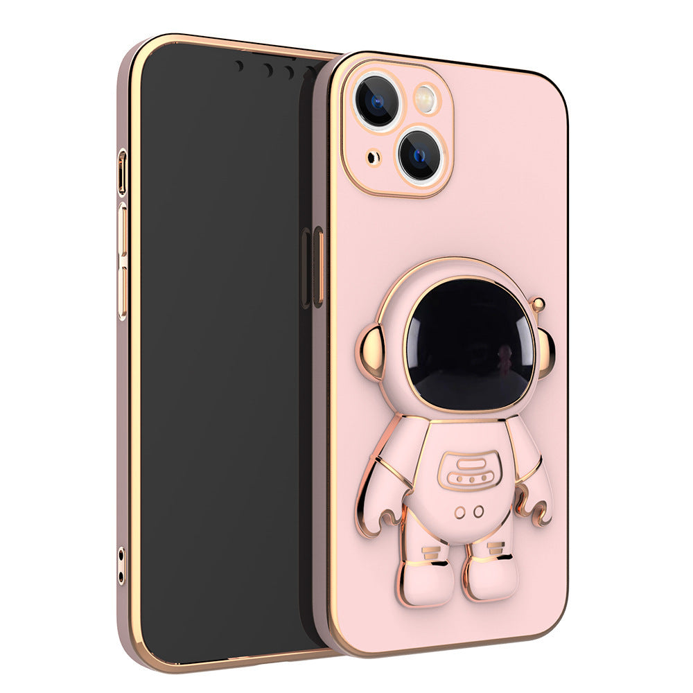 Funda de teléfono 3D de astronauta con soporte y electrochapado, a prueba de caídas.