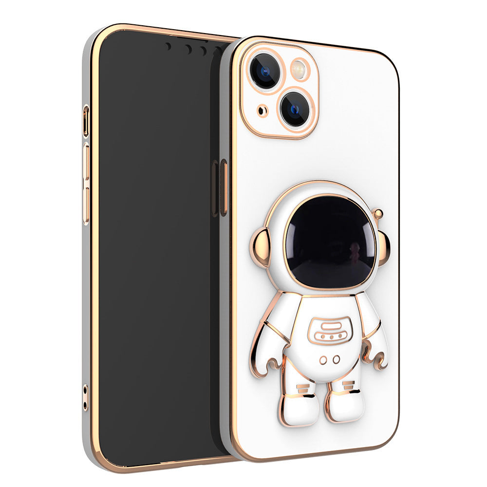 Funda de teléfono 3D de astronauta con soporte y electrochapado, a prueba de caídas.