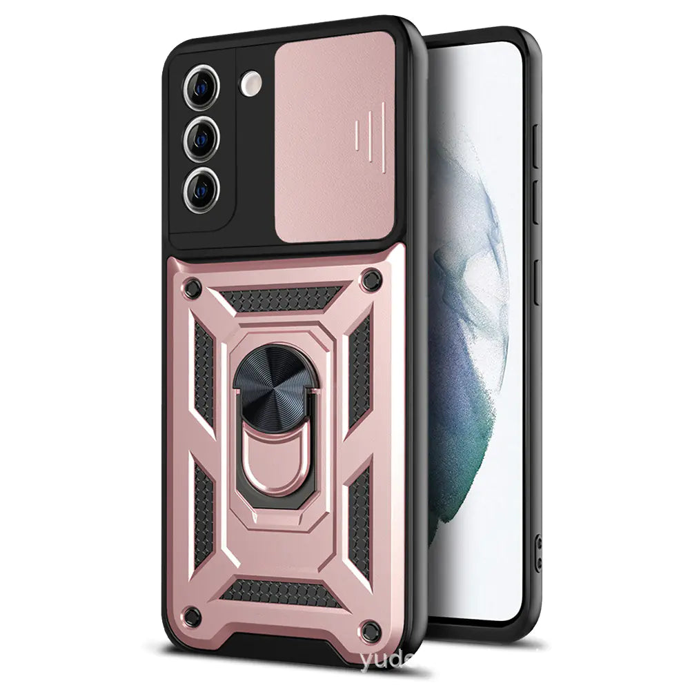 Magnetic Armor Bracket Phone Case with Window Cover