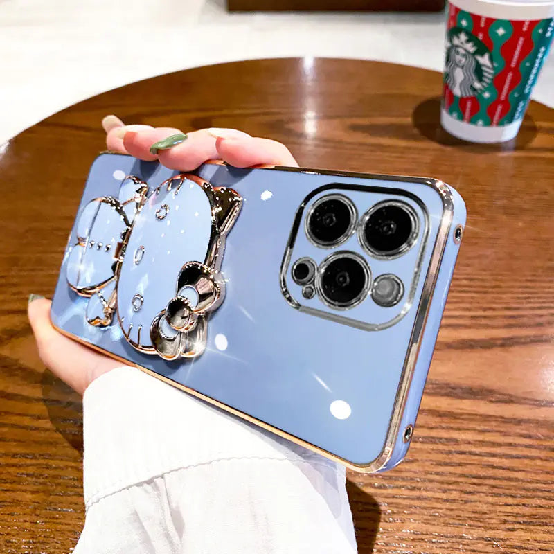 Funda con Espejo y Soporte de Gato para iPhone 15/14 Pro Max