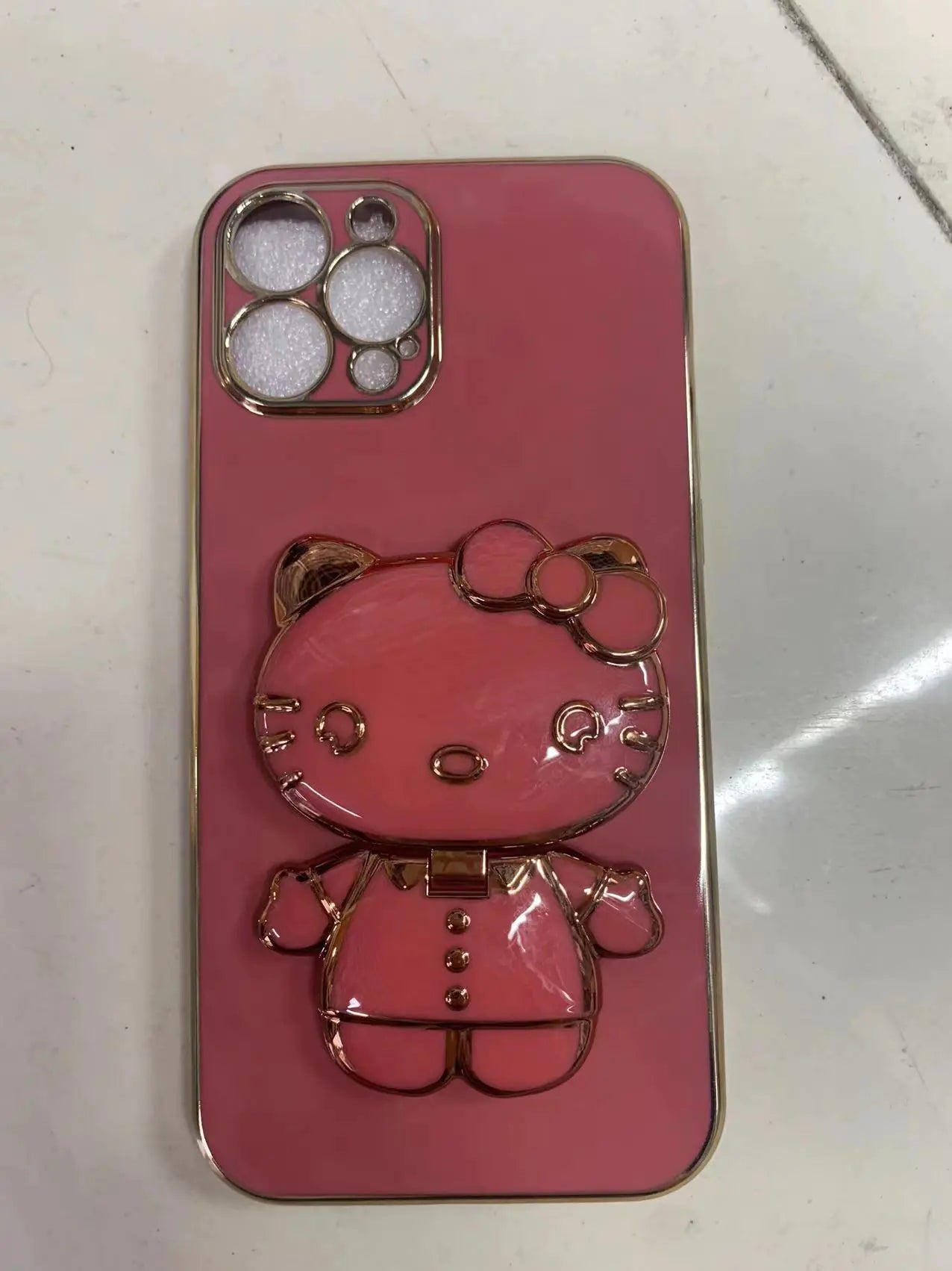 Funda con Espejo y Soporte de Gato para iPhone 15/14 Pro Max