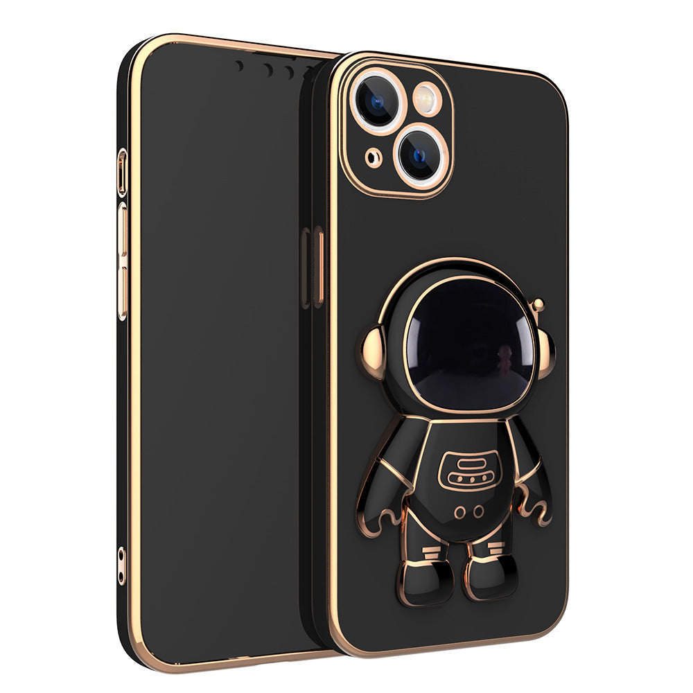 Funda de teléfono 3D de astronauta con soporte y electrochapado, a prueba de caídas.