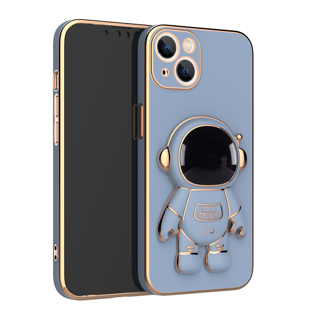 Funda de teléfono 3D de astronauta con soporte y electrochapado, a prueba de caídas.