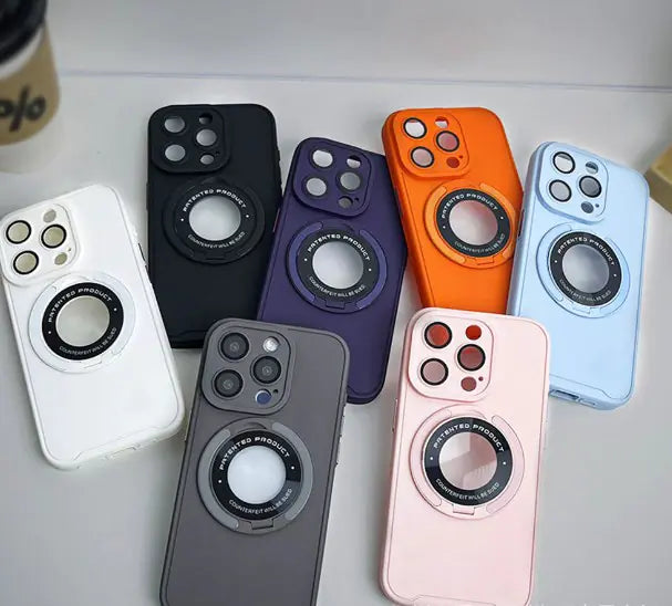 Soporte Metálico para iPhone 15, Funda de Silicona para iPhone 14 Pro Max