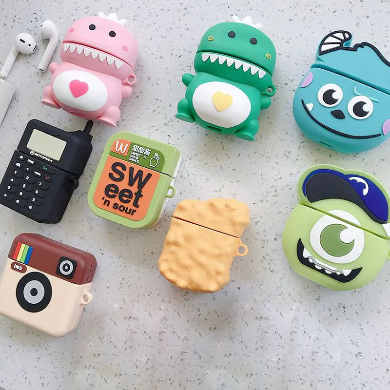 Cartoon Bluetooth Earphone Cases - Monster, Chicken, Dinosaur