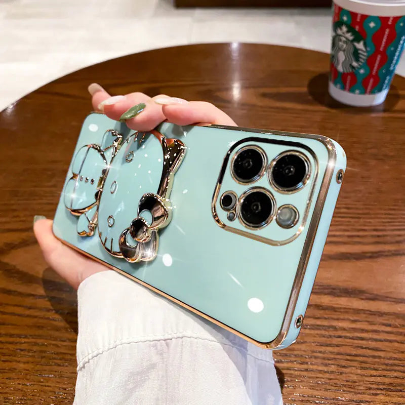 Funda con Espejo y Soporte de Gato para iPhone 15/14 Pro Max