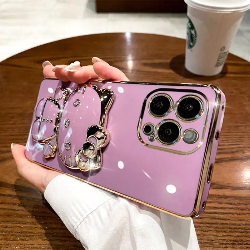 Funda con Espejo y Soporte de Gato para iPhone 15/14 Pro Max